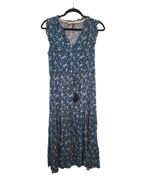 Knox Rose Blue Floral Midi Dress Size Large Boho
